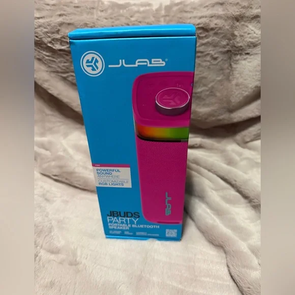 JLab Pink Portable Bluetooth Speaker with RGB Light Ring - Picture 2 of 5